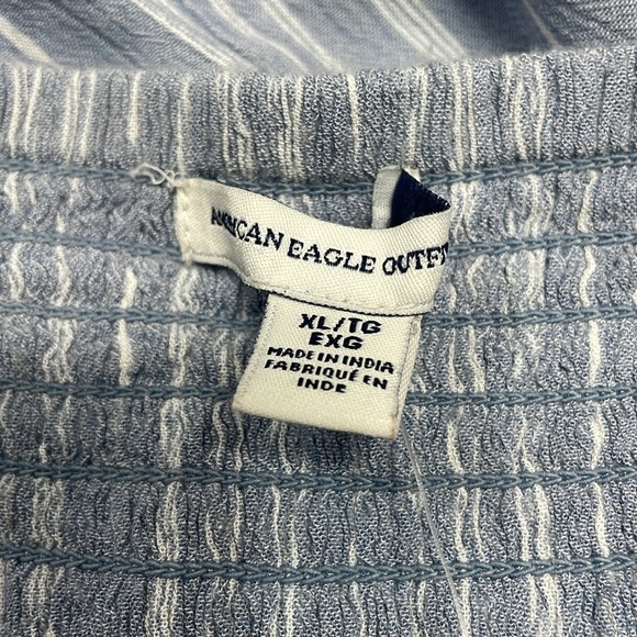 American Eagle Outfitters Blue and White Striped Chambray Strapless Dress XL - Picture 13 of 16